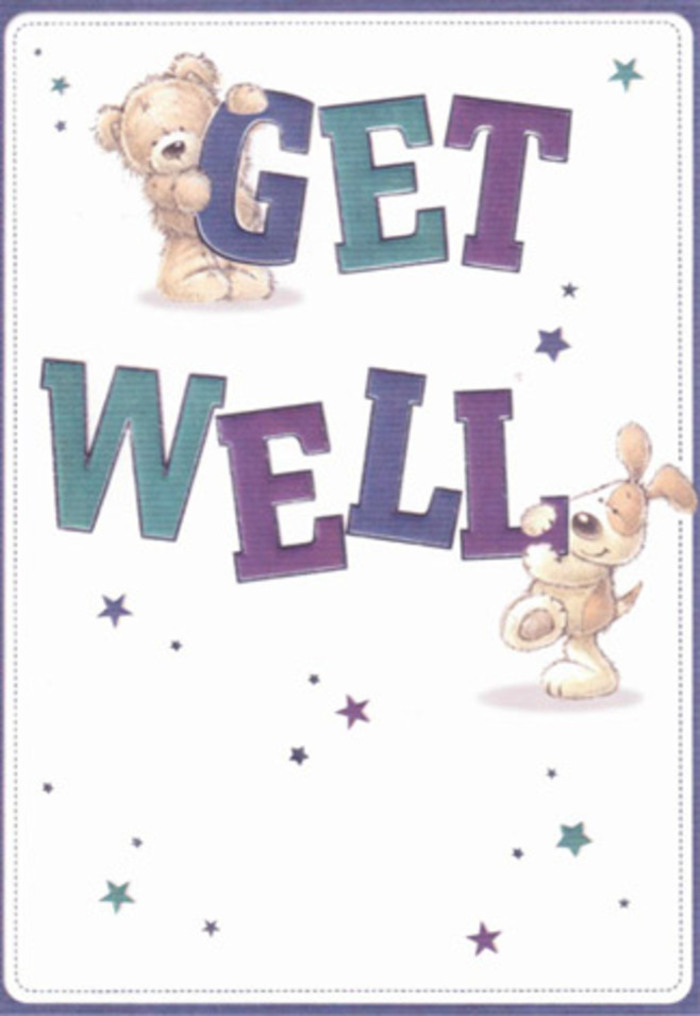 A sweetly evocative get well card is brought to life by the gentle friendship of a fluffy bear and a floppy-eared puppy, their intertwined actions conveying shared wishes for health and happiness. Wisps of starlight and shimmers of purple and aquamarine flank the scene, offering little bursts of hope reminiscent of evening skies above Wapping's nearby parks. The large, friendly letters spelling out 'Get Well' seem to leap from the cloud-soft white background-confident and reassuring, just like the hand-pressed petals found in a Shadwell Florist bouquet. Every brushstroke invites touch: the bear's plush fur suggests the downy comfort of a favourite blanket, while the puppy's silky ears echo the soft textures found in freshly arranged ranunculus or lisianthus. Imagining sending this card along with a fragrant arrangement for same-day delivery in Shadwell, its message extends beyond words-conveying sincere care for a neighbour, family member, or friend. The balanced composition and breezy atmosphere transform an ordinary greeting into a celebration of recovery and encouragement, mirroring the spirit of kindness at the heart of Shadwell's community.